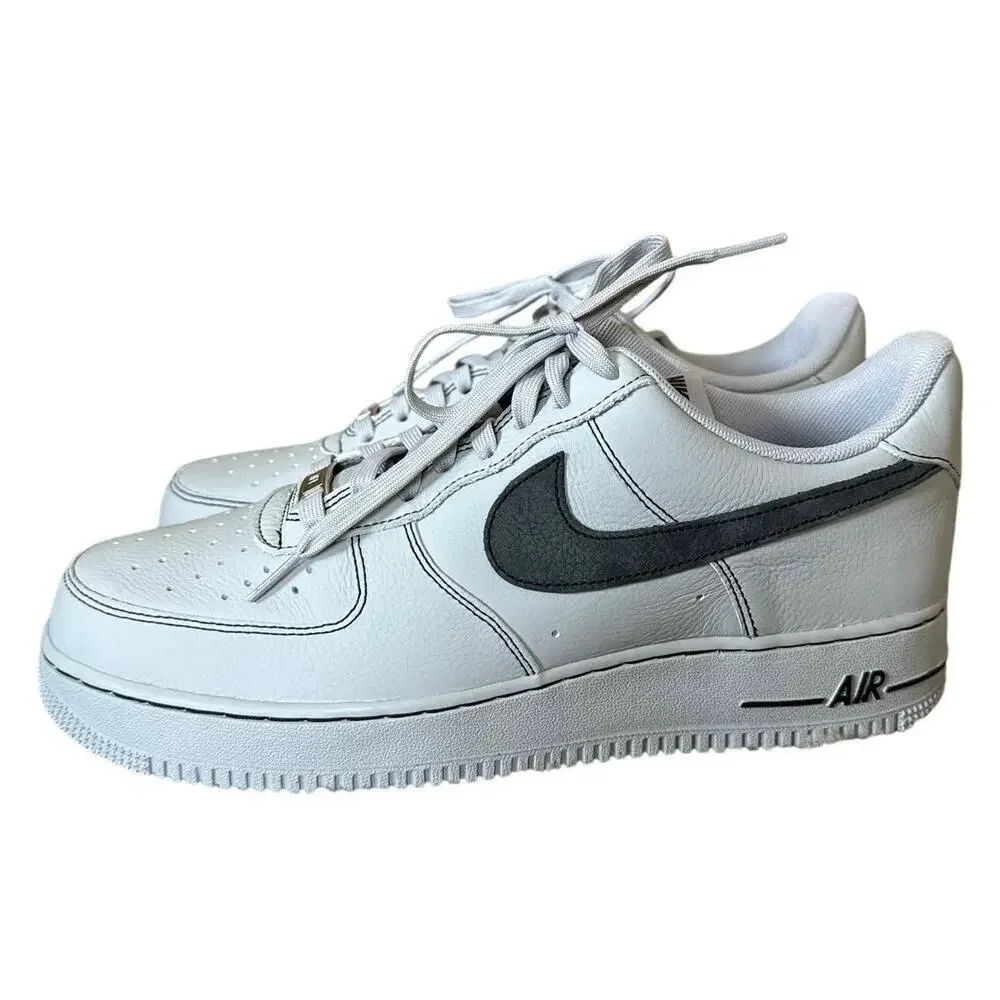 NWOB Mens Nike Leather Air Force 1 Low Wolf Grey Black Size 11